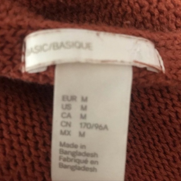 4/$20 H &M knit sweater burnt basic orange oversized crop 3/4 sleeved sweater - Picture 2 of 6